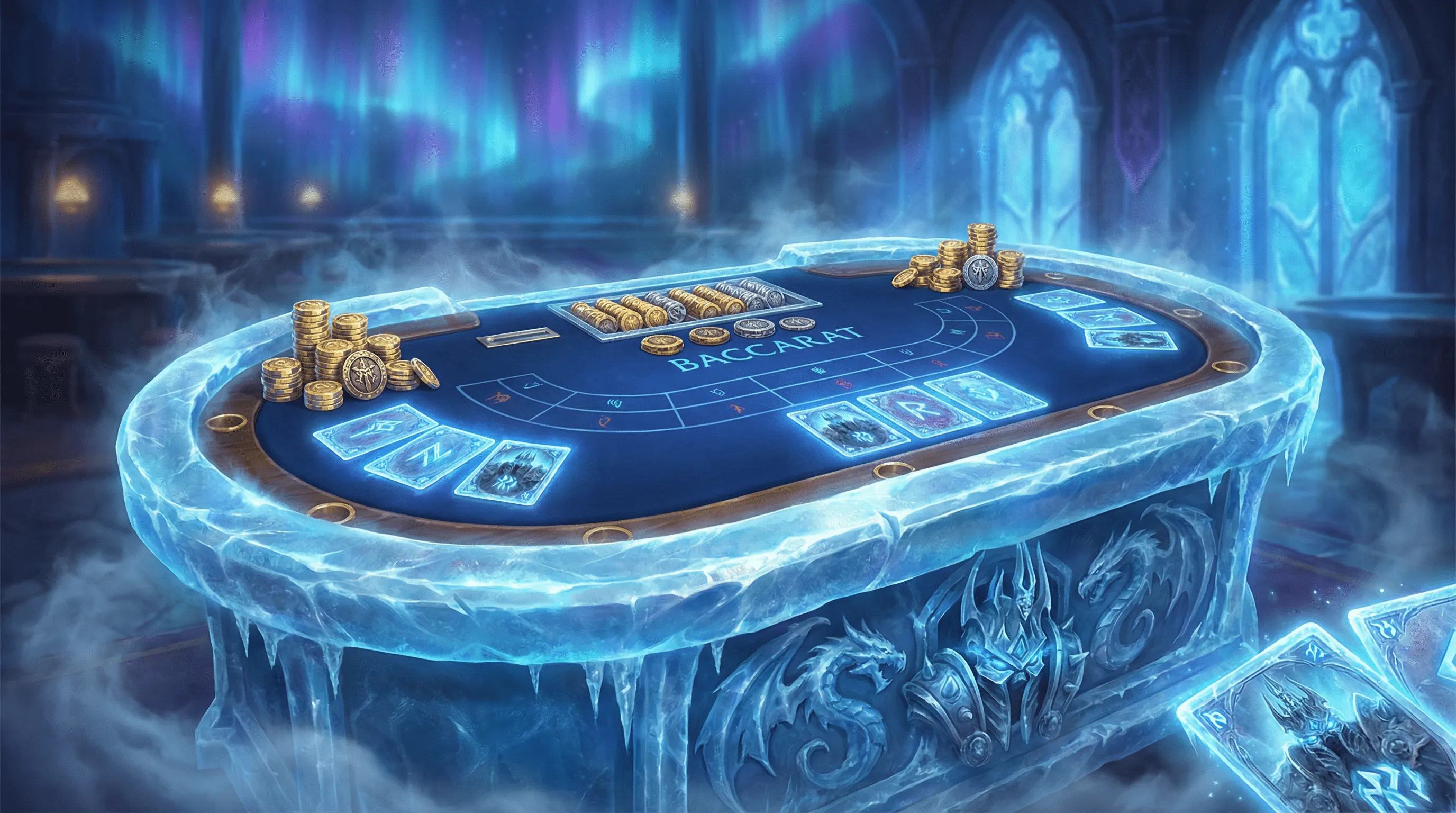 Mesa de Bacará luxuosa com cristais de gelo no vaidebet